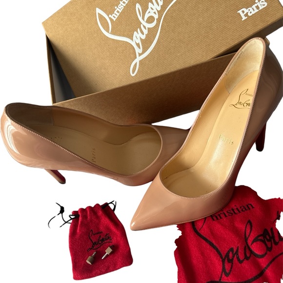 Authentic Christian Louboutin Pigalle 100 Patent Red bottom shoes Size 37 Heels - Picture 2 of 5